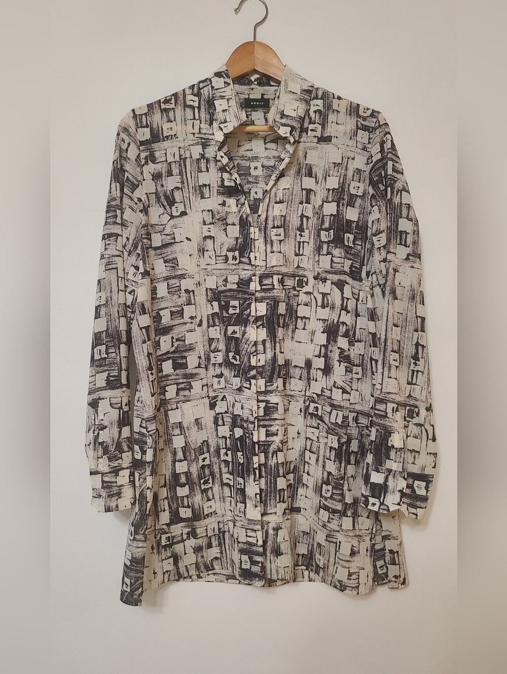 Akris Black and Cream Abstract Grid Tunic